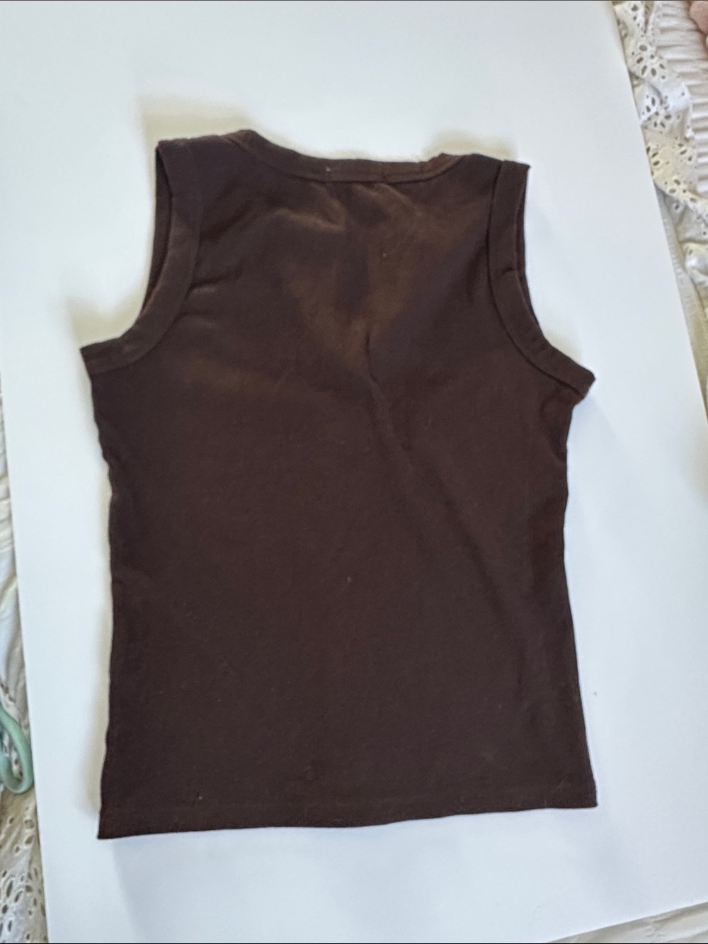 Sleeveless Brown Ribbed Button-Front Tank Top - Picture 4 of 4
